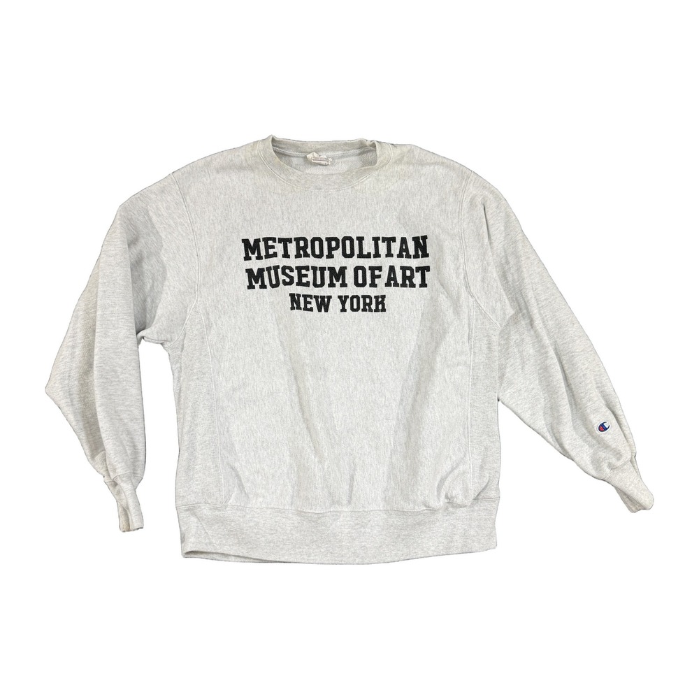 Champion Reverse Weave Metropolitan Museum of Art NYC Sweatshirt Gray Large